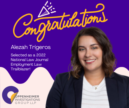 Congratulations Alezah Trigueros for being a NLJ Employment Law Trailblazer