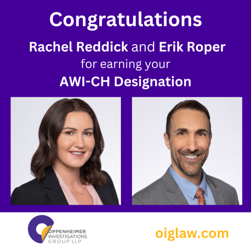 Congratulations Rachel Reddick and Eric Ropers for earning your AWI-CH Designation